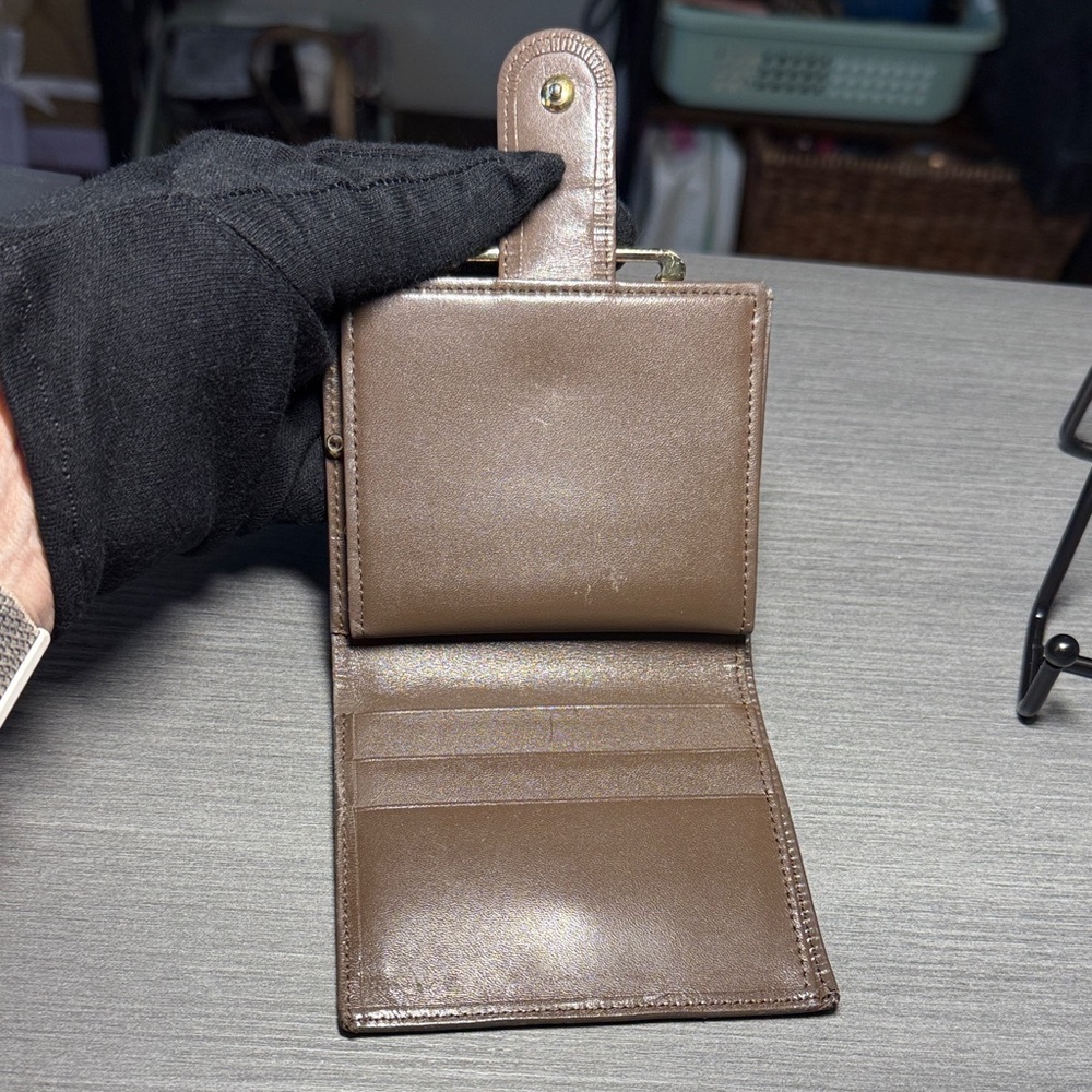 Burberry Beige Plaid Canvas and Brown Leather Wallet - Picture 4 of 7